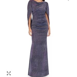 Elegant glitter drape silver Evening Gown